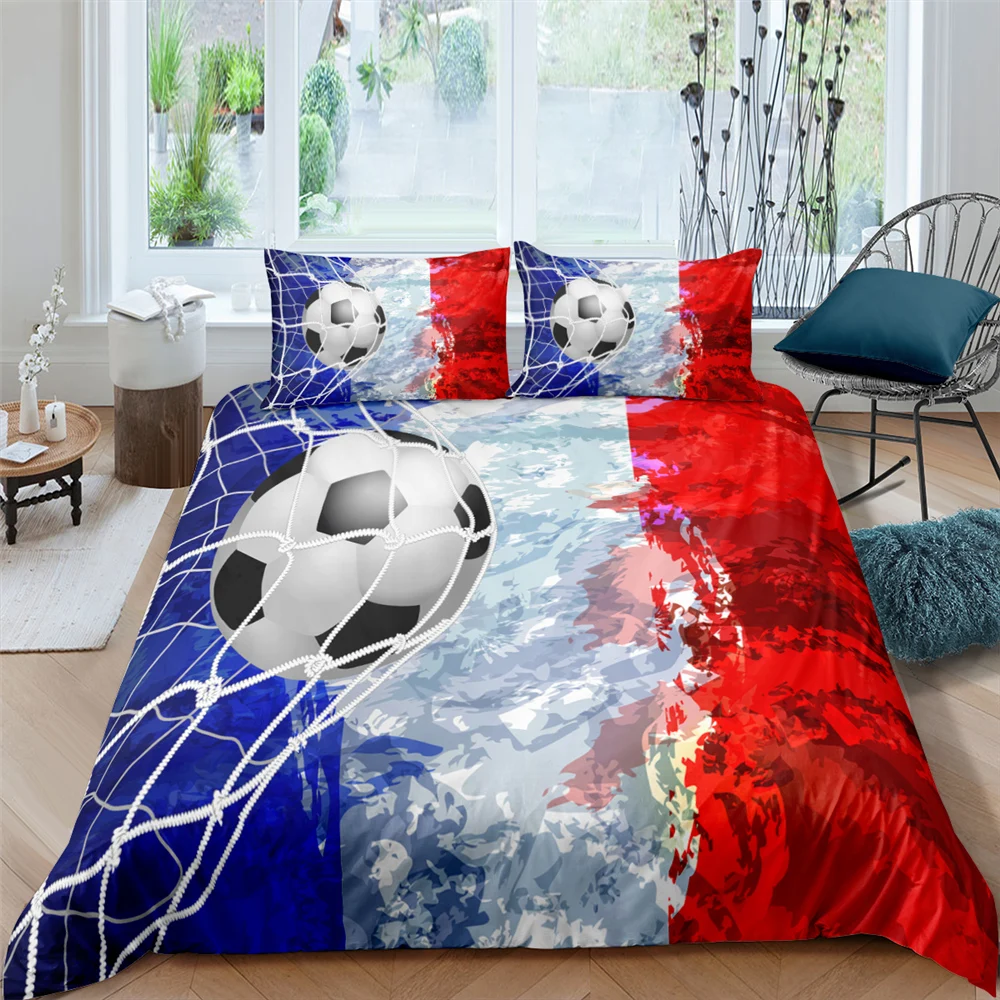 

3D Football Duvet Cover Soccer for Kids Teens Boys Ball Sports White Polyester Quilt Cover Football Fans Gift Bedroom Decoration