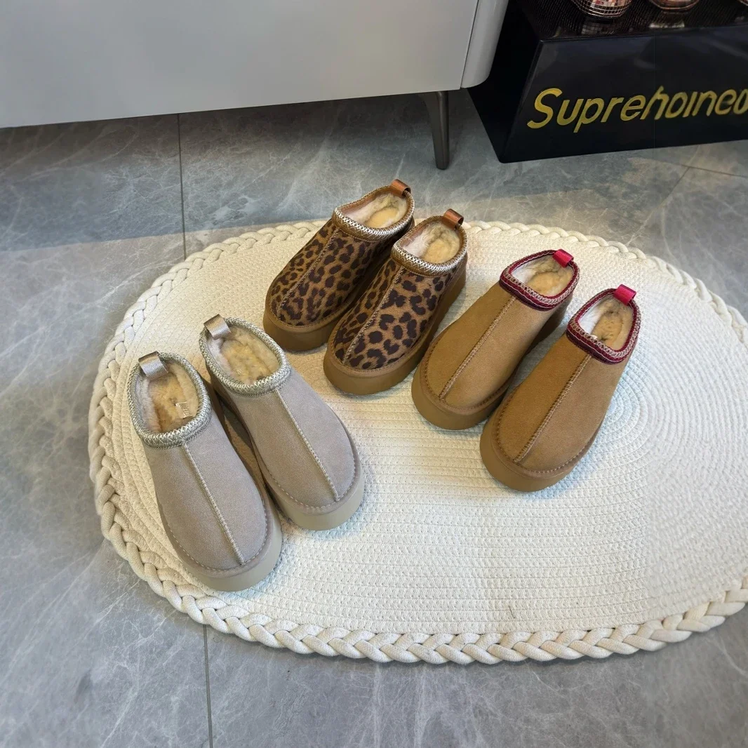 

Winter new thick bottom warm cotton shoes, one foot stirrups, round head, fur a body outside wearing.