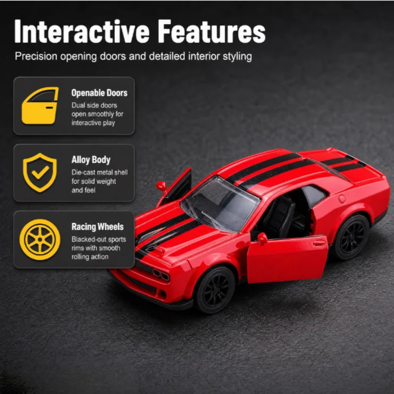 Scale Alloy Car Model, Black Luxury Off-Road Die-Cast Vehicle, Retro-Style Realistic Multi-Door Convertible with Opening Do