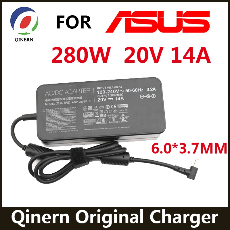 Ładowarka 20V 14A 280W 6.0*3.7MM ADP-280BB B Zasilacz do laptopa ASUS PG35V ROG GX551QS GX551QR GX703HS GX703HR GX703HM G732LWS
