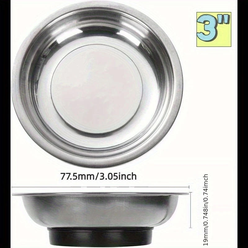 Round Magnetic Parts Tray Bowl Dish Tool Parts Storage Steel Garage Holder Tool For For Securing Nuts Screws Metal Parts  ﻿