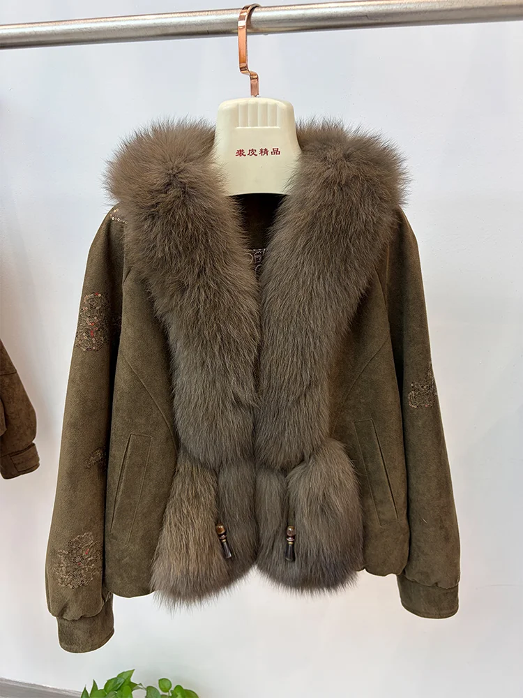 2026 New Winter Warm Natural Real Fox Fur Collar Goose Down Jackets Puffer Jackets Women Thick Female Casual Coats