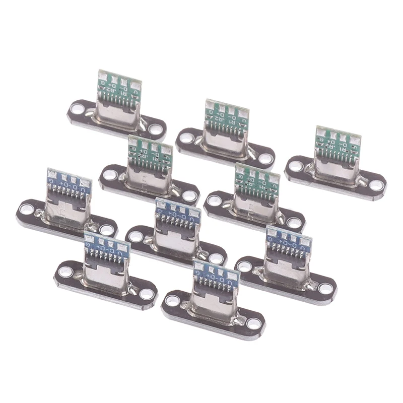 5PCS New USB 3.1 Type C Socket With Screw Fixing Plate Type-C USB Jack 3.1 Type-C 2Pin 4Pin Female Connector Jack Charging Port