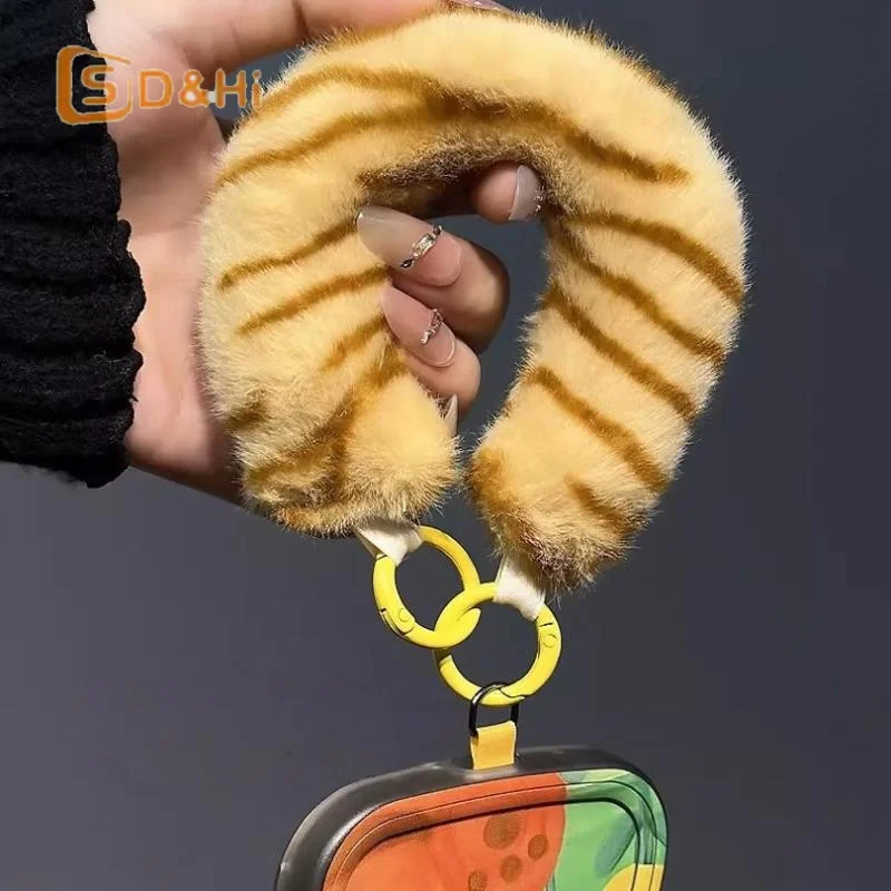 Trendy Wrist Lanyard Plush Colorful Mobile Phone Wrist Strap Keychain Pendant Mobile Phone Lanyard