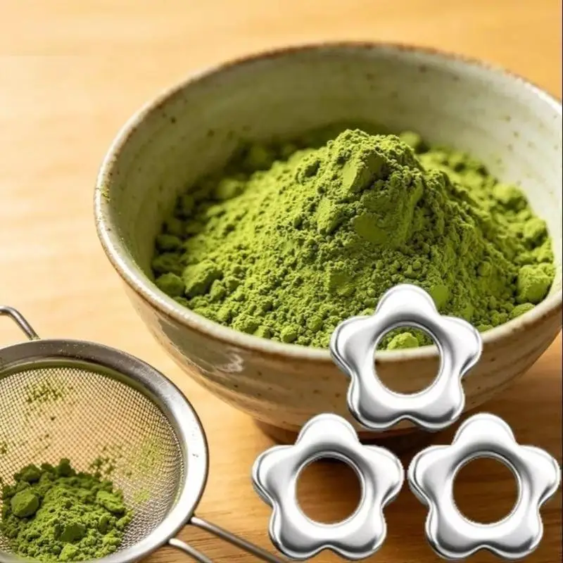 Stainless Steel Matcha Sifter Rolling Beads Food-Safe Material Stainless Steel Sieve Smooth Edge Flower Shape