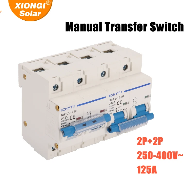 

XIONGISOLAR 2P+2P 125A 400V MTS AC Dual power Manual transfer switch Circuit breaker MCB 50HZ/60HZ