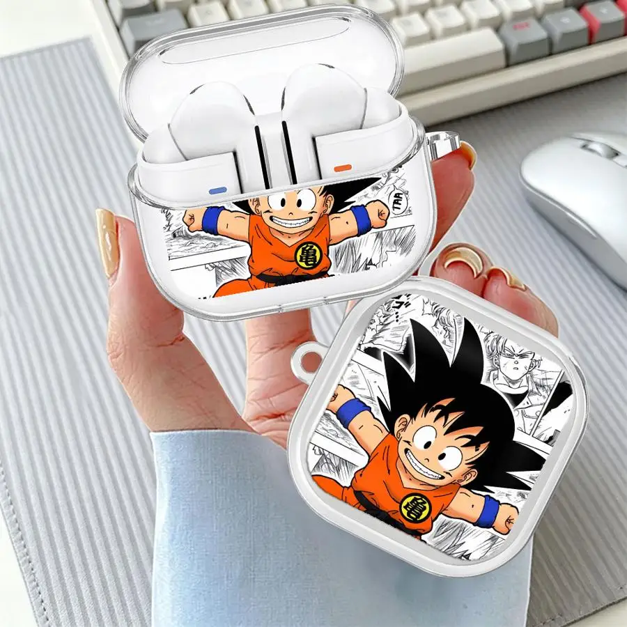 Case For Samsung Galaxy Buds 2 Live 3Pro 4Pro 3 FE 4 Pro 2Pro Clear Earphone Cases Cover With Hook Dragon Ball Cool GOKU