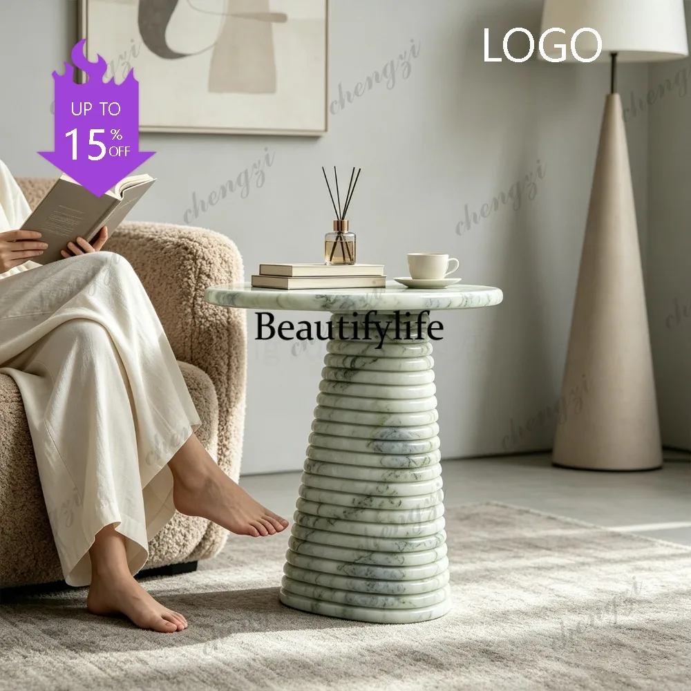 M132 Italian high-end natural marble round edge table designer creative side table small coffee table