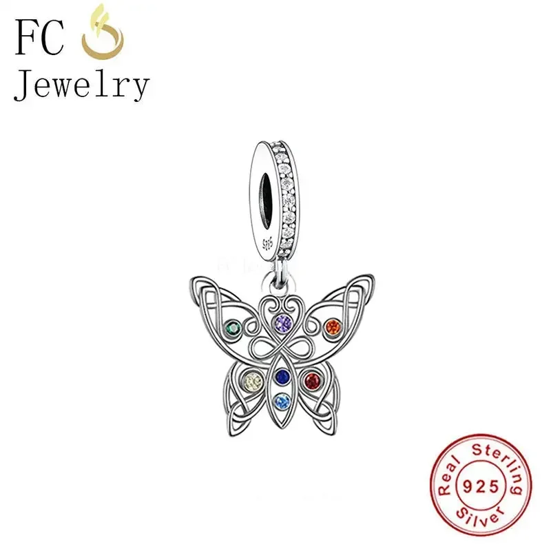 Fit Original Pan Charms Bracelet Real 925 Sterling Silver Celtic Knot Chakra Butterfly Pendant Bead For Making Women Berloque