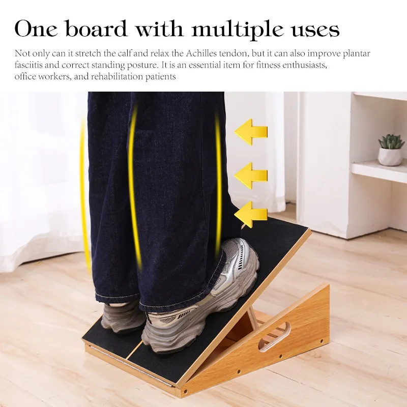 Wooden Adjustable Balance Board Leg Stretch Rehabilitation Yoga Trainer Standing Fitness Portable Core Workout Training Gear