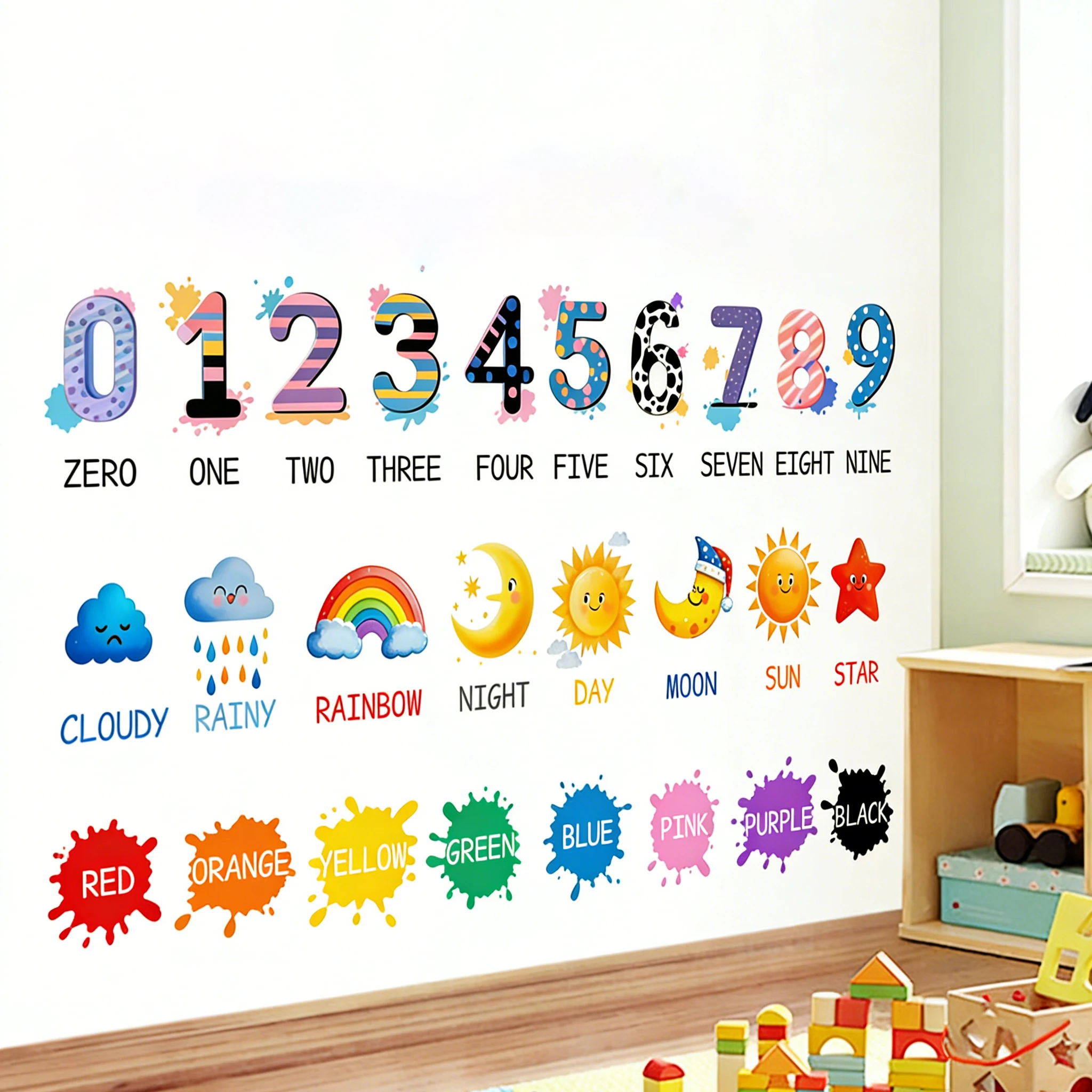 Early education wall sticker for children's room and kindergarten, featuring English alphabet, for wall decoration and beautific