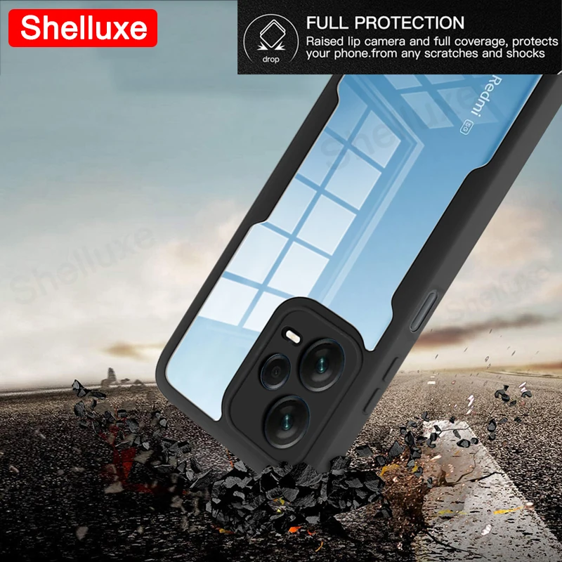 360 Full Body Front+Back Clear Case Shelluxe For Xiaomi Redmi Note 12 13 Pro Plus + Note12 Note13 5G Silicone Double Sided Cover