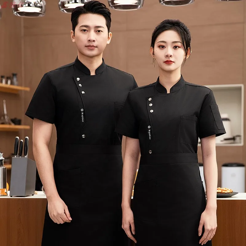 Letnia, cienka, oddychająca kurtka kucharska z krótkim rękawem z siateczki do cateringu, hotelu, restauracji, stołówki, piekarni, odzież robocza, odzież kuchenna