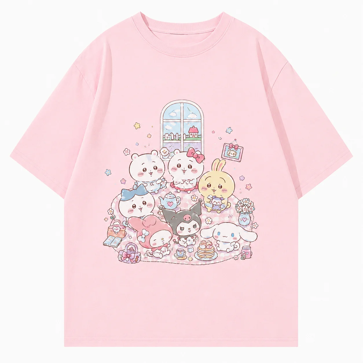 2026 CHIIKAWA Sommer Eltern-Kind Reines Baumwoll-T-Shirt Bequem Atmungsaktiv Hochwertig Ins Y2k Herren-T-Shirts – Detail 7
