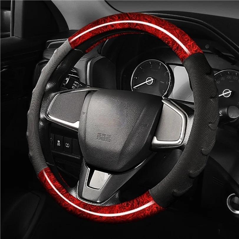 

Car Steering Wheel Cover Suitable For All Seasons With Peach Wood Grain Breathable Anti-slip And Wear-resistant