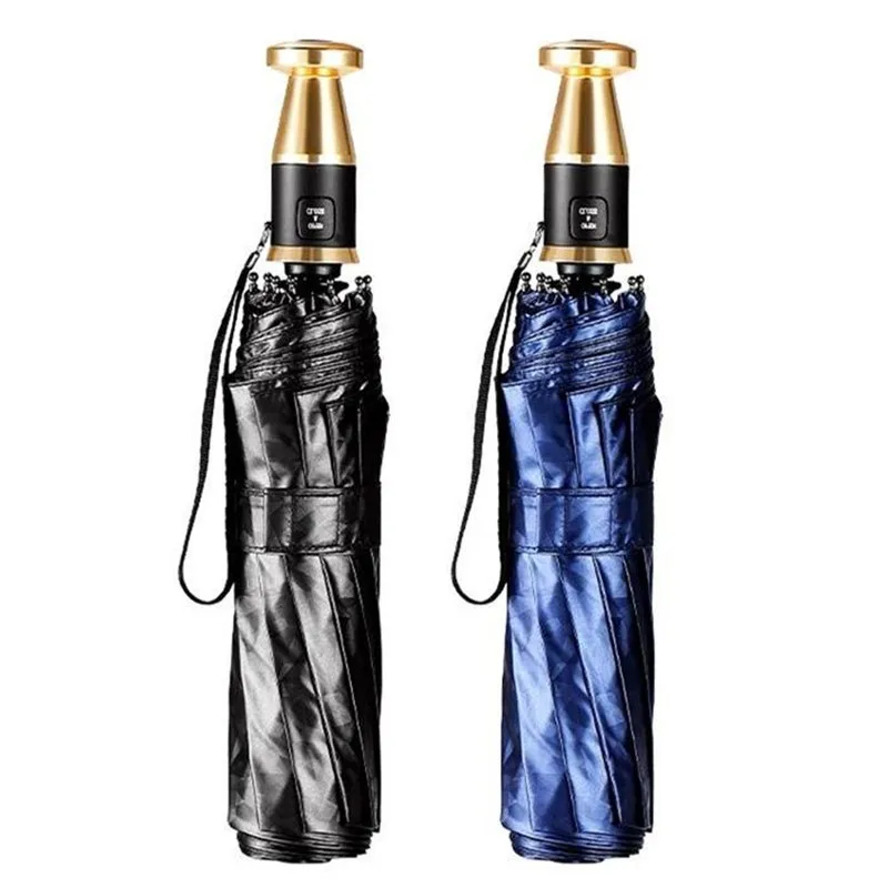 Electroplated Handle 10 Bone Fully Automatic Reinforced Men's Business Umbrella Sun Protection Advertising Gift Umbrella