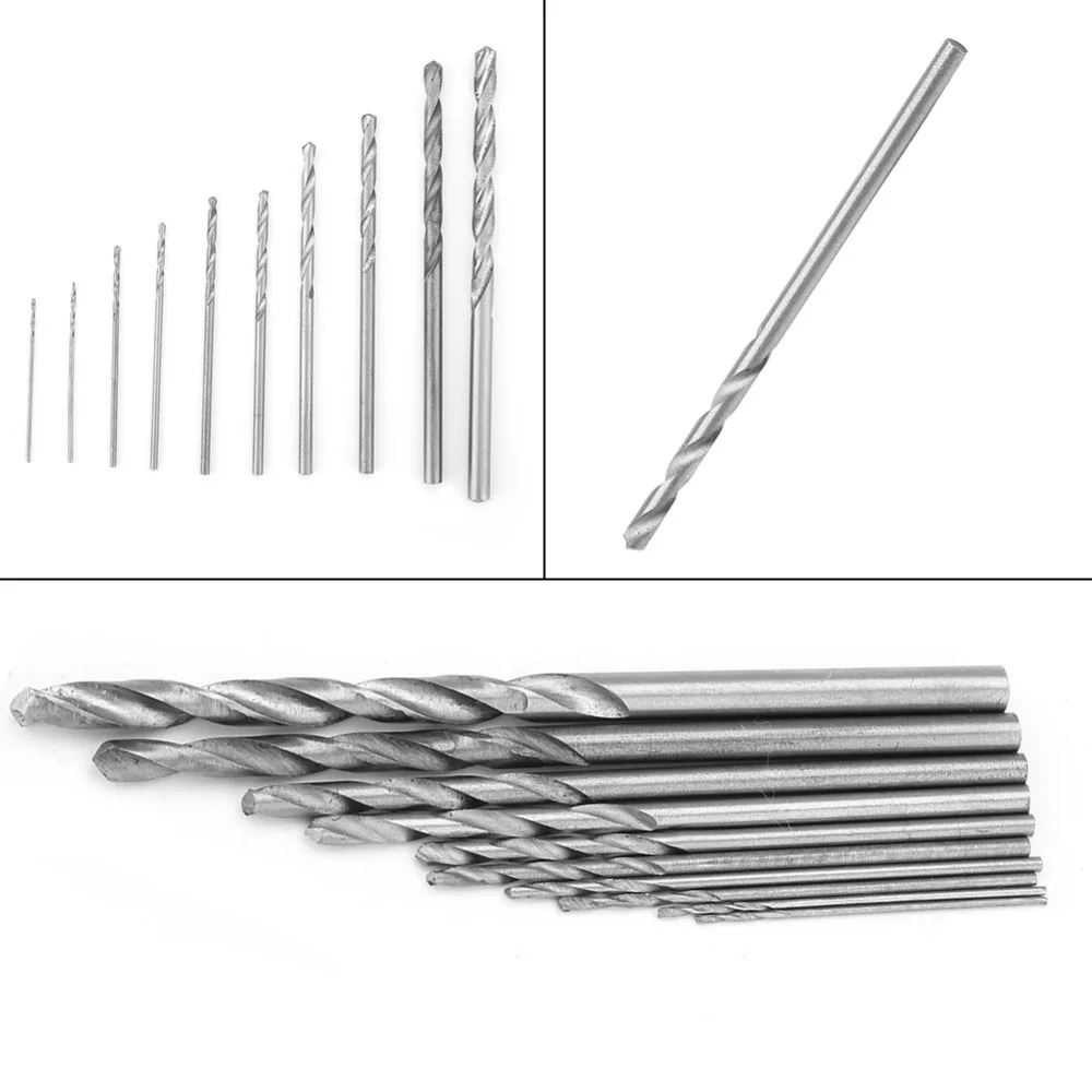 20pcs High Speed Steel Twist Drill Bits Straight Shank Different Sizes Hand Drill Bits 0.8-3mm Size Range Pin Vise Drill Bits