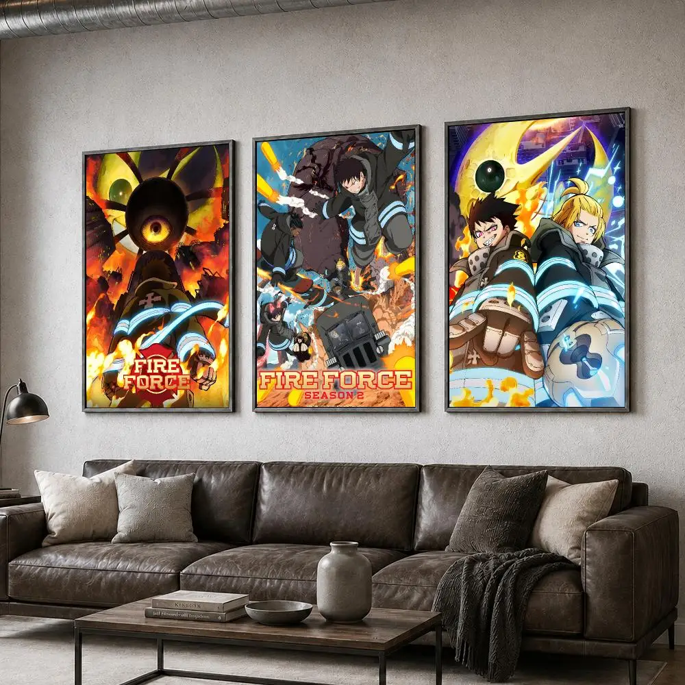 Anime Fire Force Action Fantasy Manga Poster  PP Self Adhesive Home Garage Dorm Bar Wall Decor Aesthetic Retro Gift