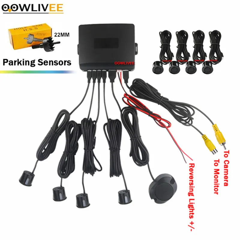 

Car Parking Sensor Kit Reversing 4 Radar Detector For Vehicle DVD Video System Automotive Rear Parktronic Electronic Accessories