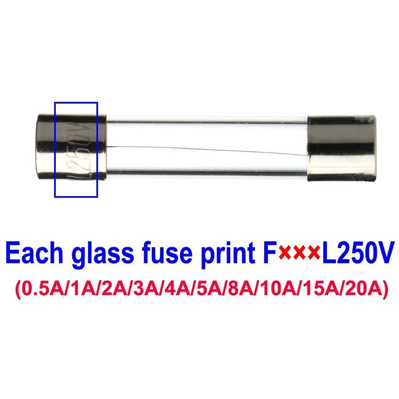 150 buah 5X20 sekering tabung kaca tiup cepat Kit berbagai macam sekering tabung kaca mobil
