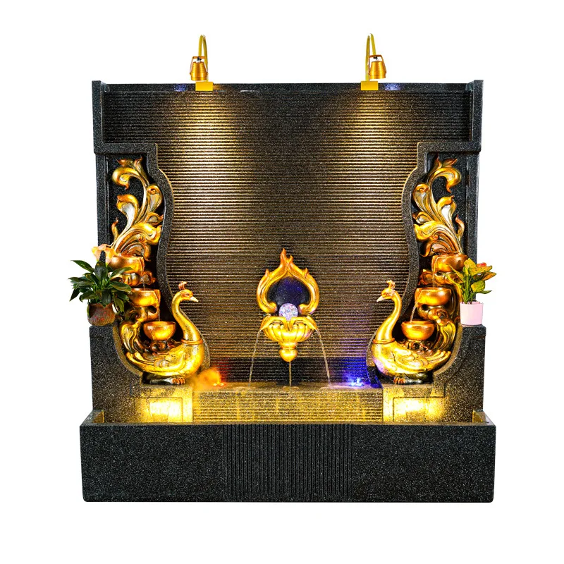 Flowing water fountain water curtain wall screen fish tank feng shui ball living room courtyard club rockery landscape