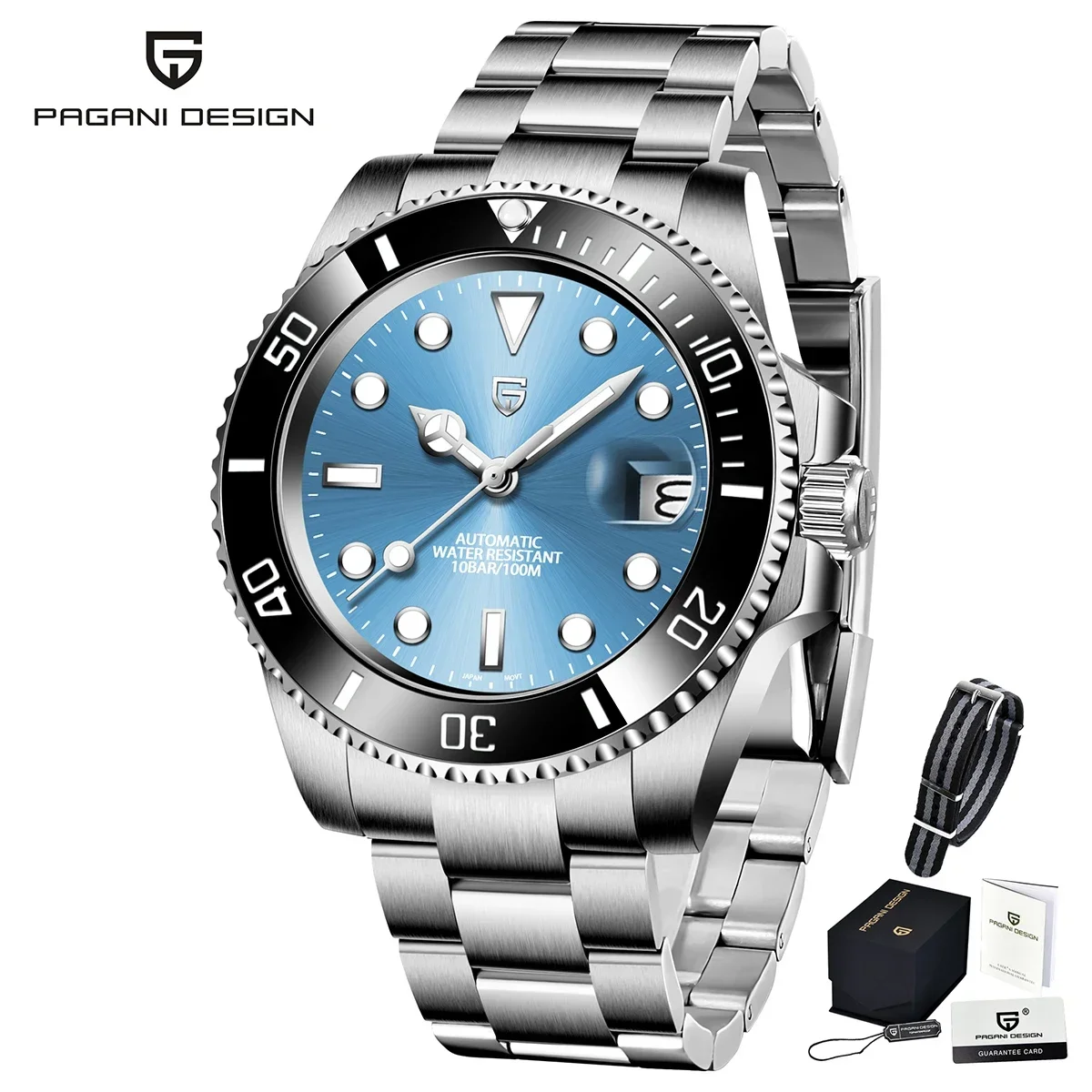 PAGANI DESIGN PD1661 Wasser Geist Uhr 40MM Luxus Automatische Mechanische Uhren NH35 Auto Datum Sport Dive BGW-9 Uhr Für Mann 7