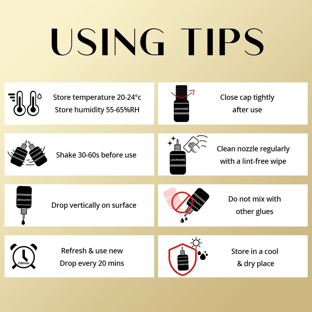 กาวต่อขนตา UNIMORE 5 ชิ้น สีดำ แห้งเร็วพิเศษ 0.5 วินาที ติดทนนาน กันน้ำ สำหรับมืออาชีพ ใช้ในร้านเสริมสวย