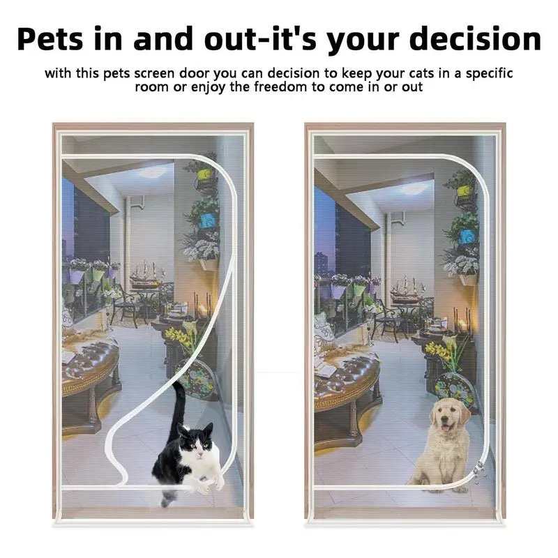 شاشة باب معززة للقطط، شاشة شبكية مقاومة للقطط، شبكة داخلية سميكة مع سحاب للإغلاق، مستلزمات الحيوانات الأليفة للكلاب والقطط #2