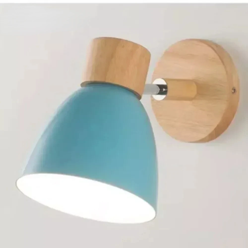 Wooden Nordic Modern Wall Lamp 6 Colours Rechargeable Lights Indoor Home Living Room Bedside E27 Lights Wall Sconce