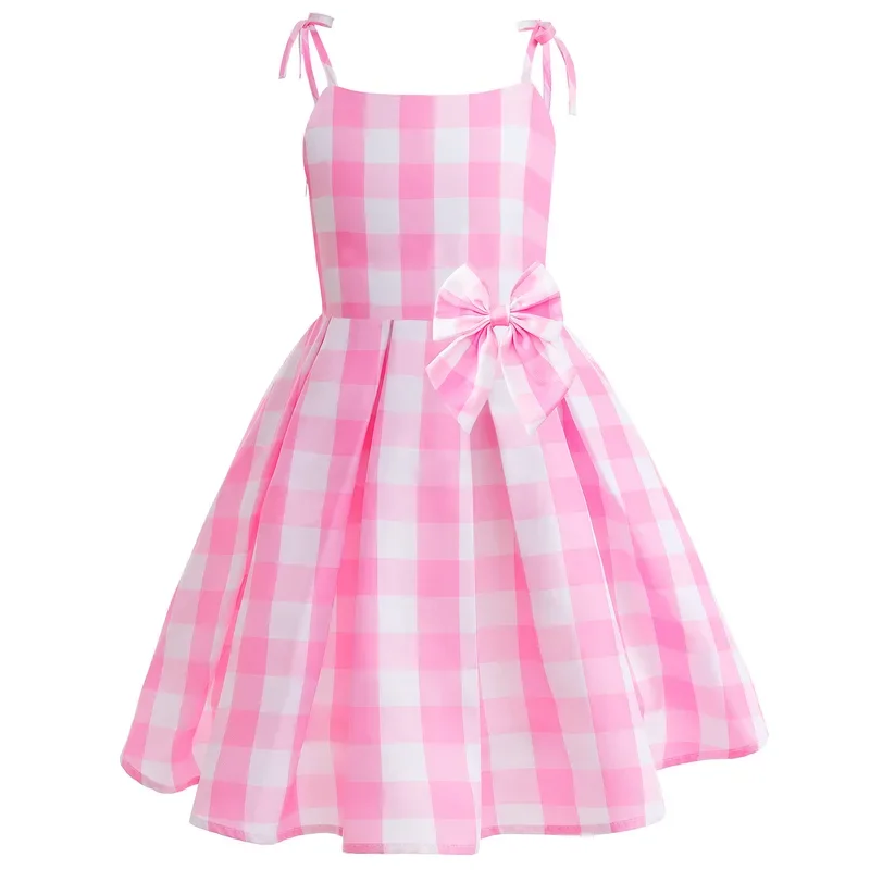 2024 Fashional Hot-sale Women's Cosplay Accurate Reduction Live Action Movie Charming Comfortable Pink Plaid Dress Lsy081