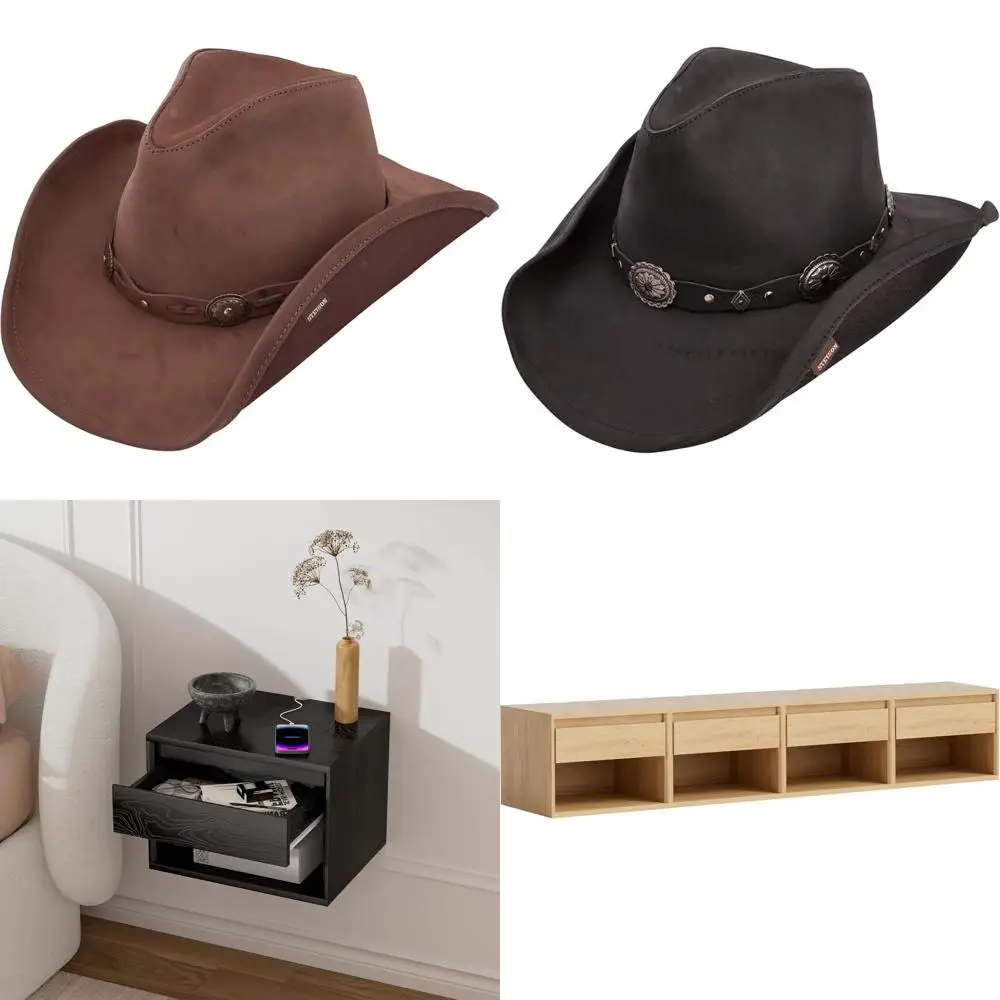 قبعة رعاة البقر الجلدية القابلة للتعديل على الطراز الغربي مع تصميم كلاسيكي قابل للتشكيل للرجال #1