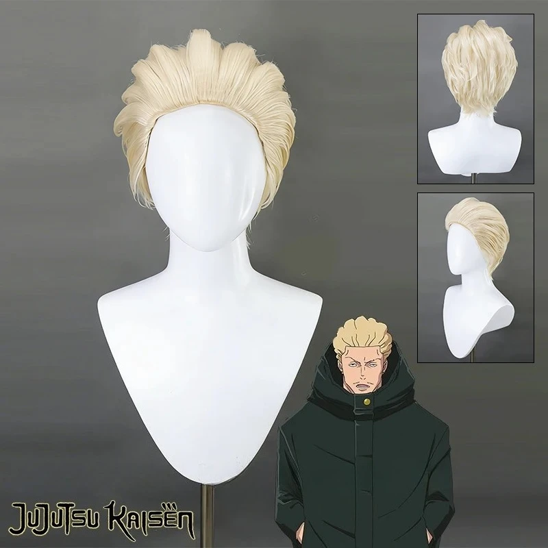 Anime Jujutsu Kaisen Kinji Hakari Cosplay Wig Blonde Slicked-back Tapered Afro Male Synthetic Wigs for Halloween Party Men Women