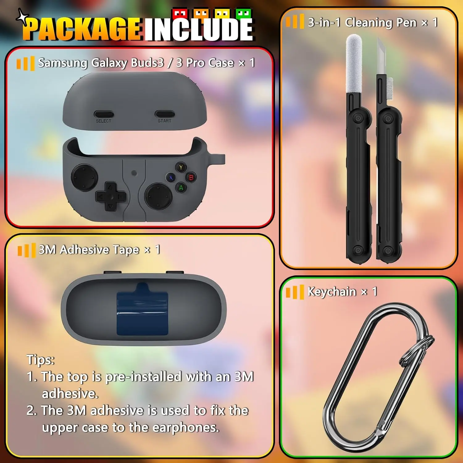 حافظة 2025 لهاتف سامسونج جالاكسي Buds3 FE & Buds3 حافظة جالاكسي براعم 3 برو تصميم مشغل ألعاب من السيليكون الناعم لهاتف سامسونج جالاكسي Buds3 FE #3