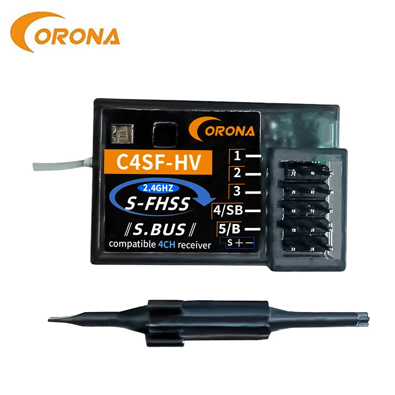 CORONA C4SF C4SF-HV 2.4GHz 4 Channels S-FHSS/FHSS SBUS Compatible Receiver for FUTABA 3PV/7PX/4PLS/4PV/7PX/4PX Etc Models Parts
