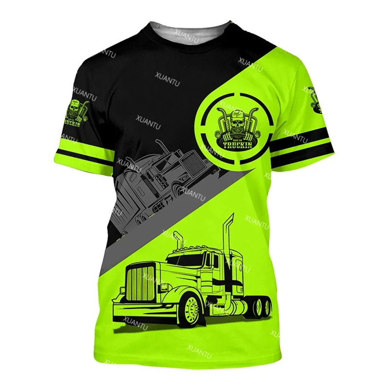 Truck Driver Cargo Men\'s T Shirt For Men Summer 3D Print Short-sleeved T-Shirt Women Clothing Oversized Camiseta Work Streetwear