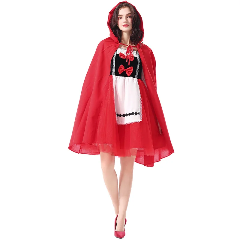 

Halloween Women Role Play Bowknot Lace Princess Dress Cape Short Skirt Stage Performance Costume Party Outfit Cosplay Attire