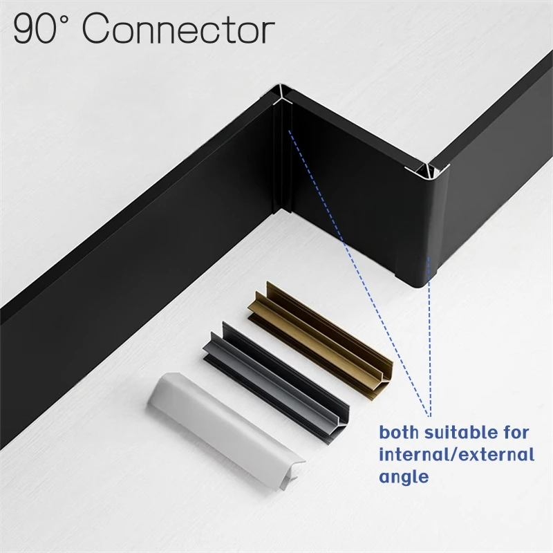 H10cm Recessed Cabinet LED Skirting Line Aluminum Profile Corner Hidden Channel Diffuser Closet Floor Baseboard Bar Strip Lights