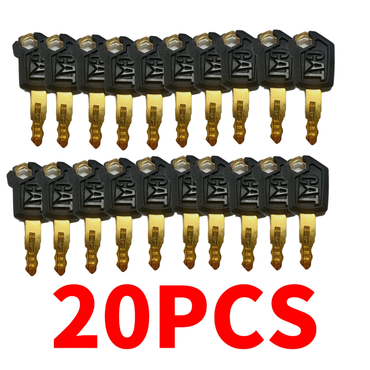 

20PCS High Quality Copper Key for Caterpillar 5P8500 CAT Heavy Equipment Ignition Loader Excavator Dozer Plastic Black & Gold