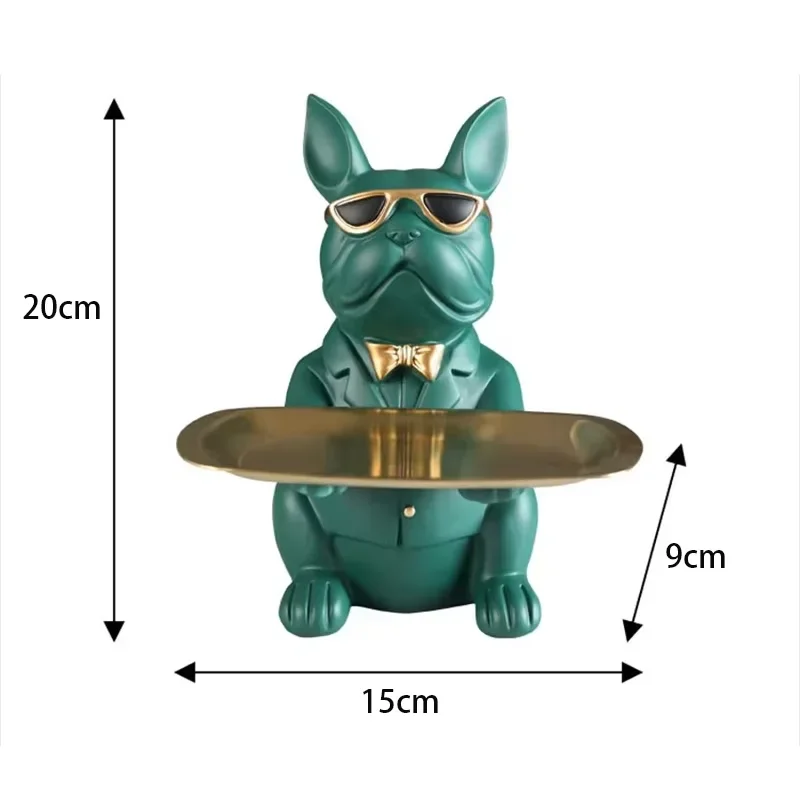 

Creative Bulldog Tray Animal Statue Multi-Functional Ornament for Living Room Bedroom Home Decoration with Miscellaneous Storage