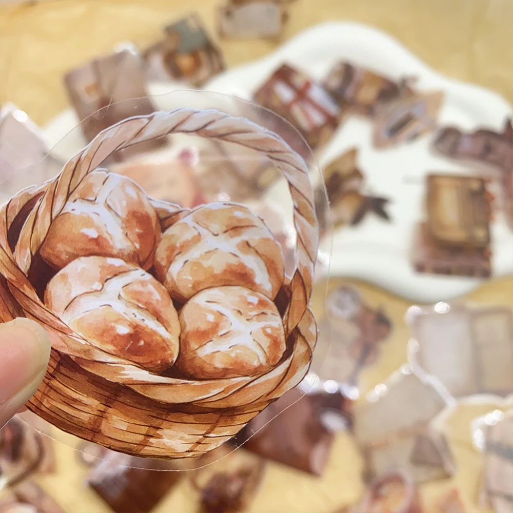 50pcs Vintage Cafe Transparent PET Stickers Decals For Laptop Luggage Skateboard Scrapbook DIY Aesthetic Stickers Creative Gifts