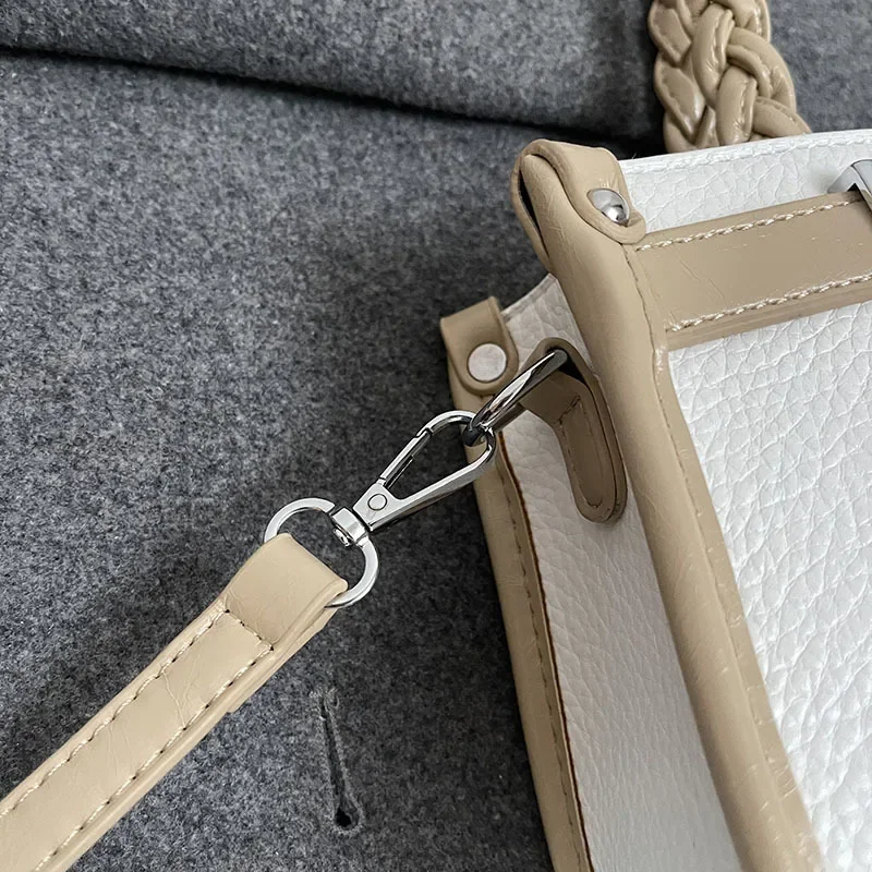 Весна и осень 2024, нишевый дизайн, контрастные цвета, сумка ручной работы, женская большая вместительная сумка-тоут из личи, корзина для овощей