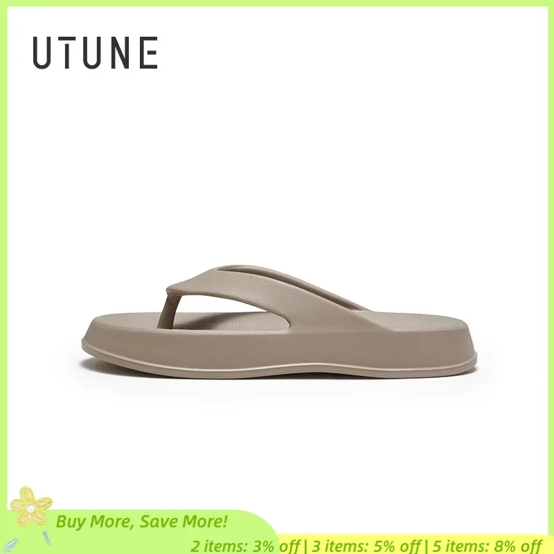 

UTUNE Flip Flops Men Women Ergonomics Summer Shoes For Flatfoot Outdoor Slippers EVA Rubber Platform Beach SlidesThick Cushion