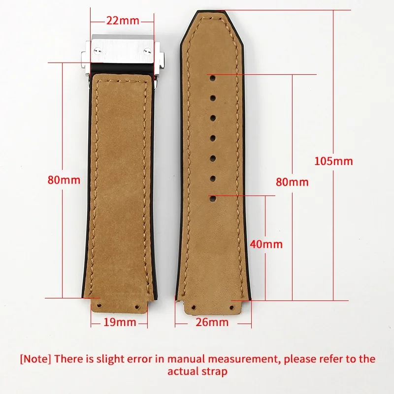 Leather - Pasted Frosted Genuine Leather 26*19mm Watch Straps Substitute for Hublot Classic Fusion Series Rubber Wristbands