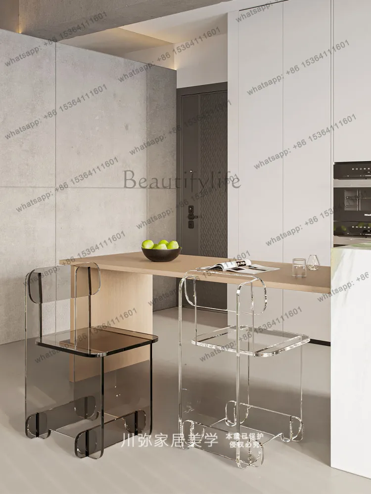 Minimalist acrylic chair backrest simple modern home dining table and chairs
