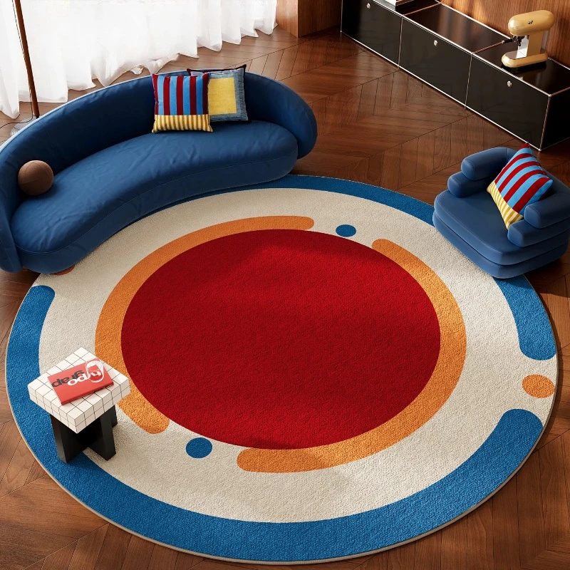 Dopamine Art Round Rug Decoration Home Large Area Non-slip Washable Carpet Color Block Bedroom Tables Chair Mat Fluffy Коврик