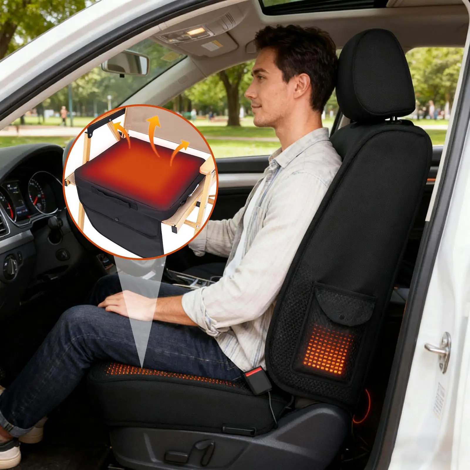 

Подушка для стула с подогревом, нескользящий складной обогреватель с карманом, легкие чехлы на стулья, тепловая подушка для автомобиля, офиса, домашних концертов