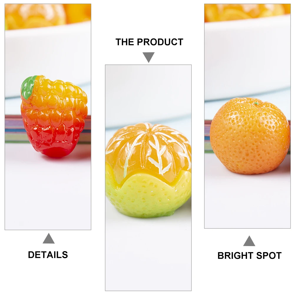 

50 Pcs Resin Fruit Accessories Girls Fruits Handcraft Ornament Decor Imitation Manicure Baby