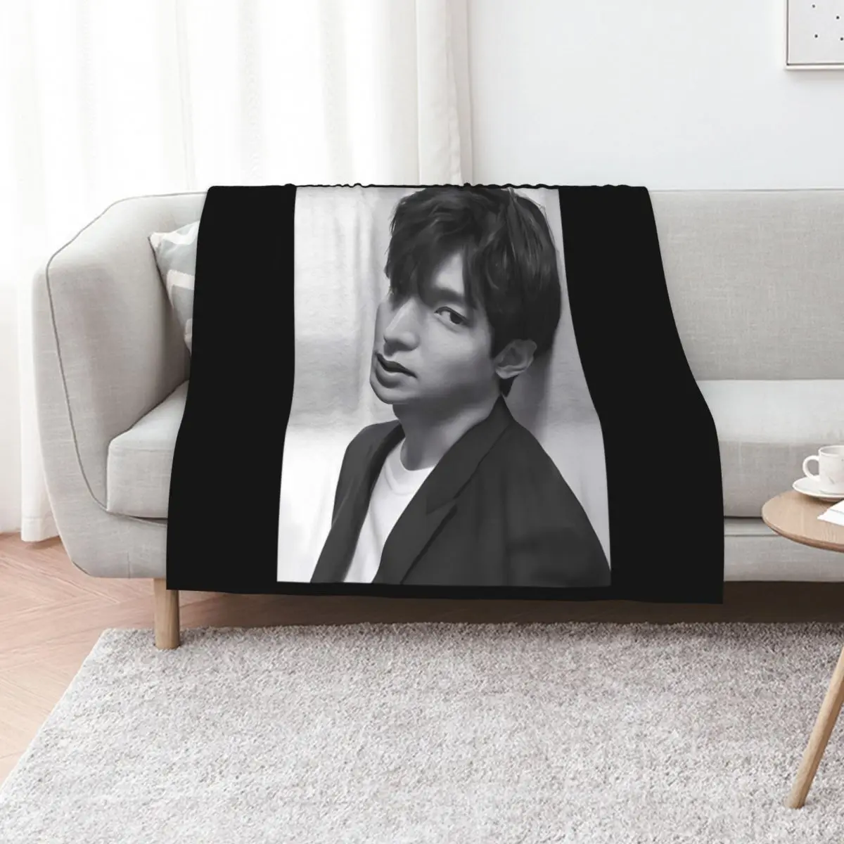 

Lee Min Ho - V8 Throw Blanket Flannel Multi-Purpose Plaid on the sofa Luxury Designer Blankets