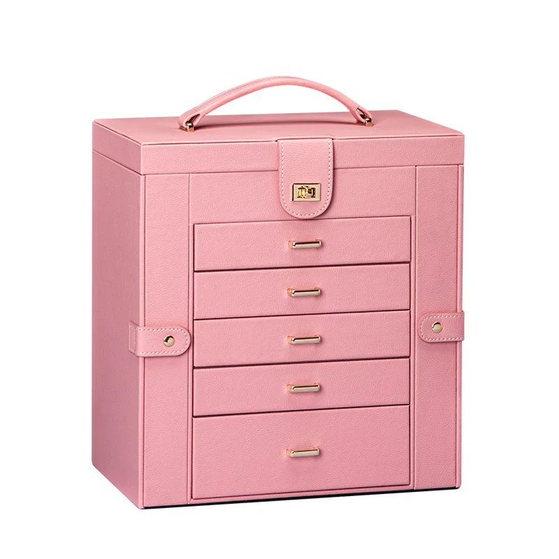 Jewelry storage box multi-layer portable stud earrings rings jewelry jewelry box necklace multi-layer view 5