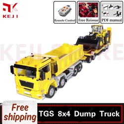 KEJI MOC-2918 MAN TGS 8x4 Dump Truck MOC-2931 Trailer Engineering Vehicle Model Building Blocks Bricks Kits Boys Christmas Gifts